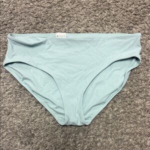 Women’s Athleta Ribber High Waist Bikini Bottom, Size L, blueish grey.
